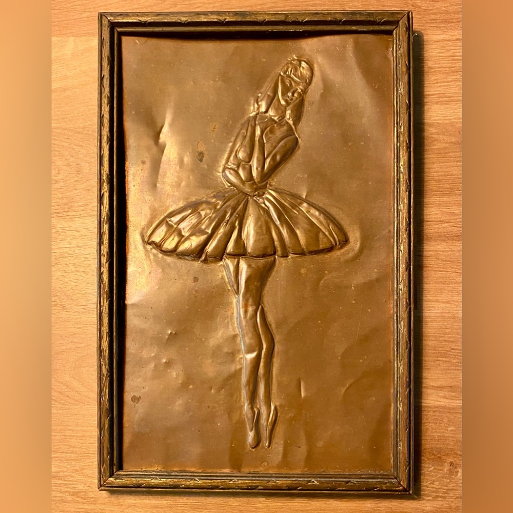 3/$20! Antique Copper Stamped Ballerina Wall Art